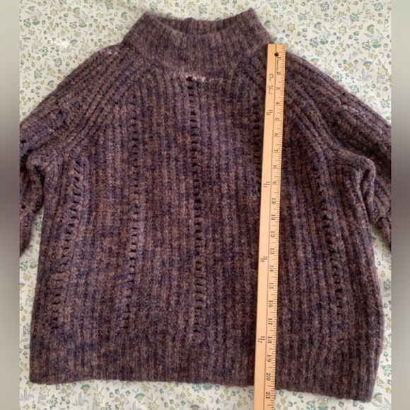 Madewell Marled Mock Neck Sweater Small Purple Wool Blend Chunky Knit - Picture 3 of 6